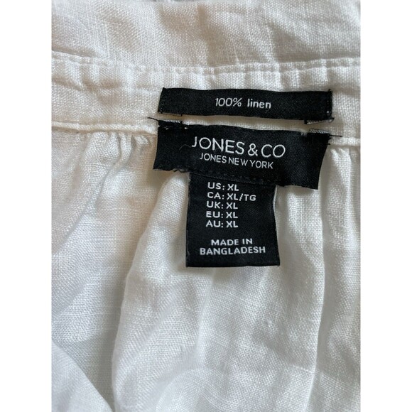Jones & Co. 100% Linen White Popover Top Roll Tab Sleeve XL a24 - Picture 6 of 7